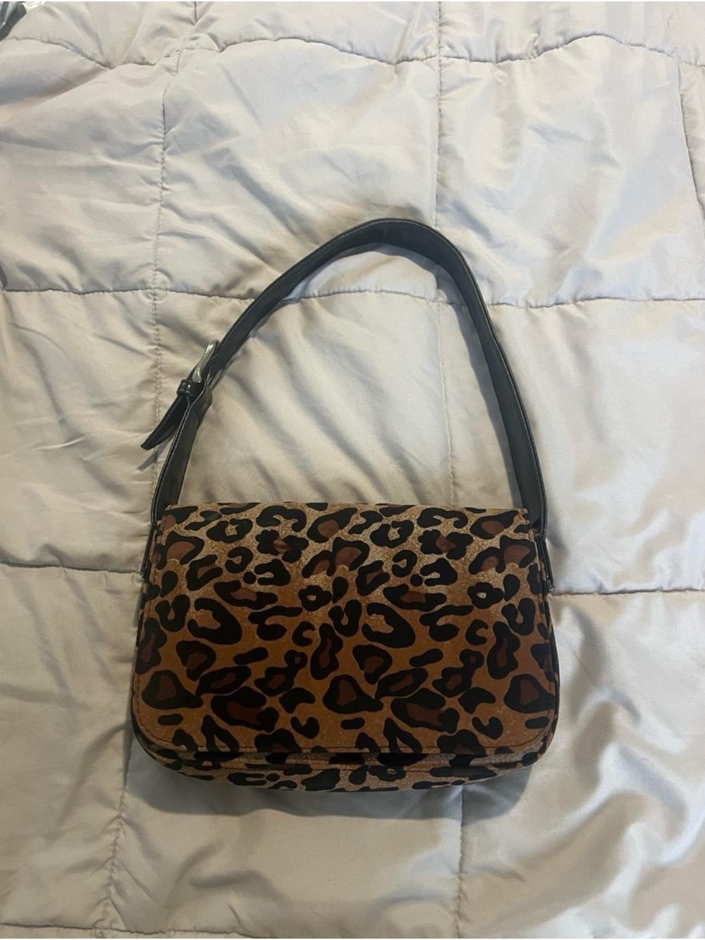 Leopard Print Shoulder Bag - Brown